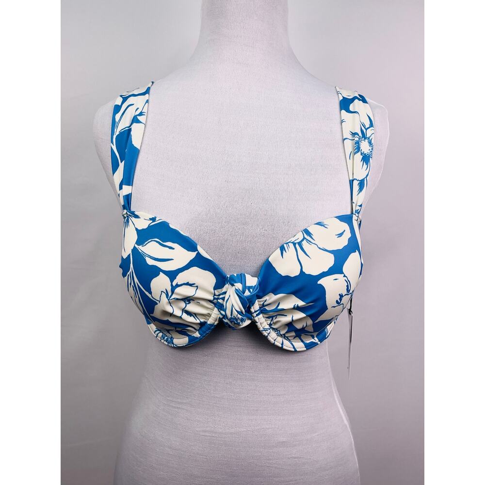 NWT Shade & Shore Blue White Floral Underwire Bikini Top Size 34C